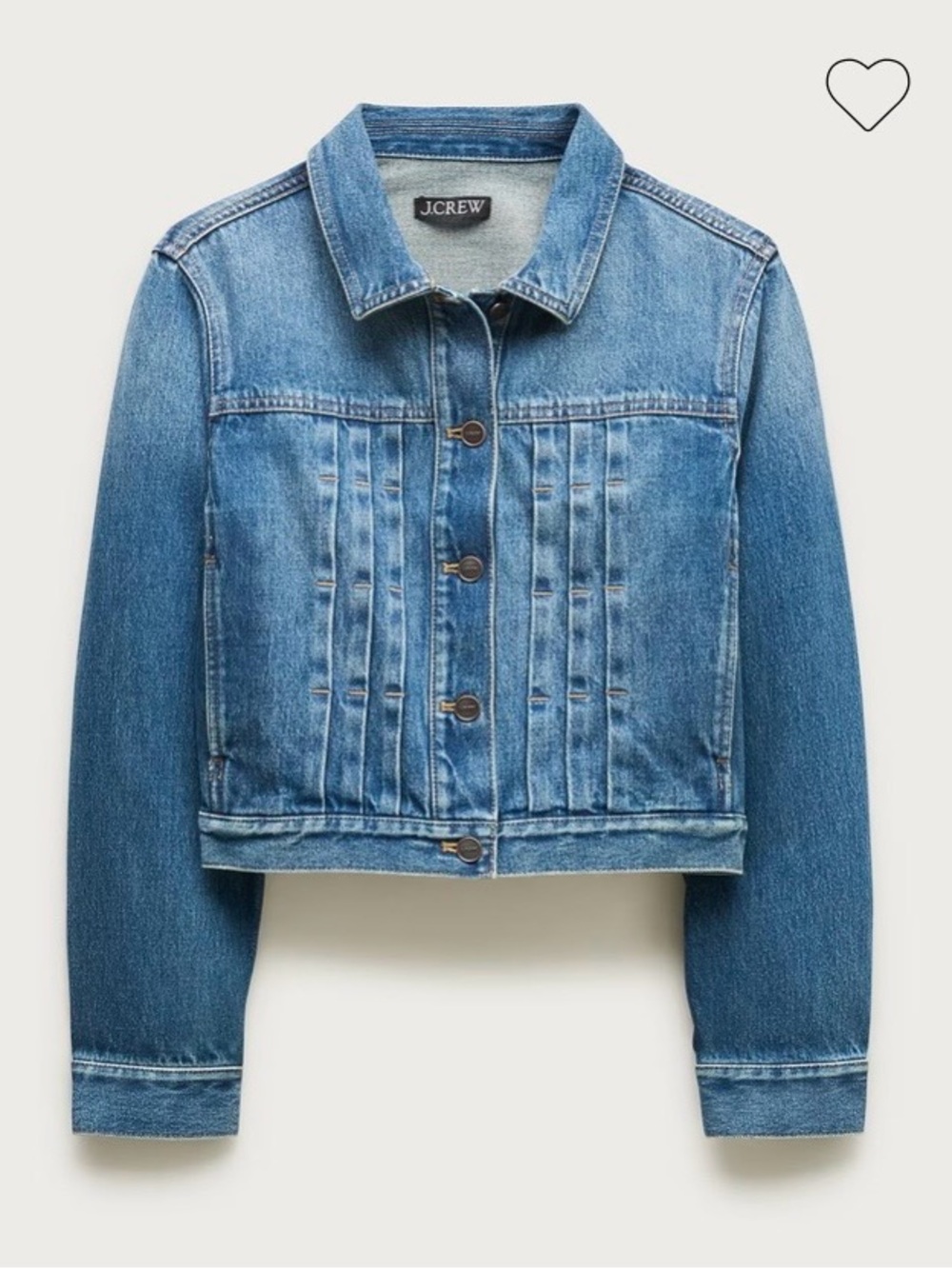 J. Crew Cropped Denim Jacket with Pintucks XL